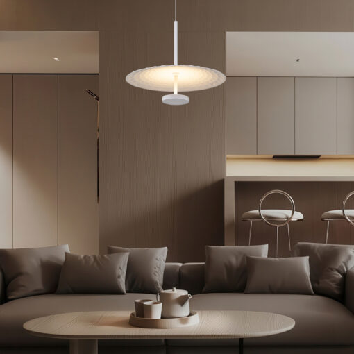 Κρεμαστό Φωτιστικό LOFTY Ø450mm – 12W – 2700K – 840lm – Αμμώδες Λευκό – Αλουμινίου – ACA BD379A450PWH