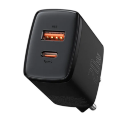 Baseus Φορτιστής Ταχείας Φόρτισης 20W USB‑C + USB‑A Μαύρος  CCXJ‑B01