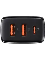 Baseus Φορτιστής Ταχείας Φόρτισης 30W USB‑C + 2×USB Μαύρος  CCXJ‑E01