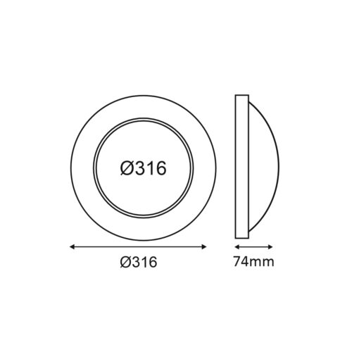 LED Πλαφονιέρα CORDIN Μαύρη Φ316mm 8W/14W/16W 5CCT IP65 – ACA COD1468CCTB