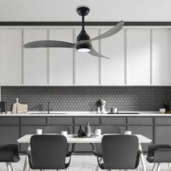 Ανεμιστήρας Οροφής Μαύρο‑Γκρι LED 24W – 3 Ξύλινα Πτερύγια – DC 45W – 6 Ταχύτητες – 132cm ACA FANGS2363B