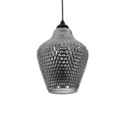 GLOBOSTAR® SKLO 206-0024 Μοντέρνο Κρεμαστό Φωτιστικό Οροφής με Ντουί 1 x E27 AC 220-240V IP20 – Μαύρο Φιμέ – Μ22 x Π22 x Υ31cm