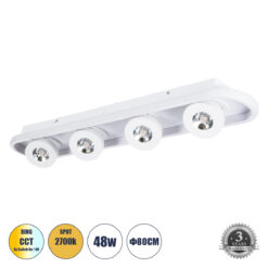 Alternative view of GLOBOSTAR® NESPO 61215 Μοντέρνο Φωτιστικό Οροφής LED 48W 5376lm 360° & 45° AC 220-240V IP20 Ρυθμιζόμενο Λευκό CCT με On/Off 2700K/4500K/6000K - Lumileds SMD Chip - Λευκό Ματ - Μ80 x Π13 x Υ6.5cm - 3 Χρόνια Εγγύηση