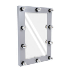Alternative view of GloboStar® MAKEUP MIRROR-60x90-3 Μοντέρνος Καθρέπτης Μακιγιάζ με Πλαίσιο Φυσικού Ξύλου με Διακόπτη On/Off 10 x E27 AC220-240V - Μ60 x Π7 x Υ90cm - Γκρι Τσιμέντου