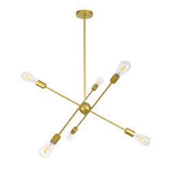 Alternative view of GLOBOSTAR® ZANE 00786 Μοντέρνο Φωτιστικό Οροφής με Ντουί 6 x E27 AC 220-240V IP20 - Χρυσό - Μ70 x Π70 x Υ100cm