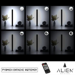 Alternative view of GloboStar® ALIEN-DIVA-BLACK-50-1 ALIEN Design DIVA Μοντέρνο Minimal Nordic Μεταλλικό Φωτιστικό Επιτραπέζιο - Πορτατίφ - Λαμπατέρ Μαύρο LED 8W 1120lm με Ασύρματο Χειριστήριο RF & Dimmer IP20 Ψυχρό Λευκό 6000K Μ3 x Π1.6 x Υ50cm
