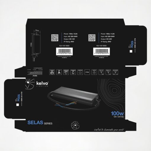 kelvo® SELAS KLV-107-0033 Τροφοδοτικό/Μετασχηματιστής Class I PELV 100W 4.2A AC 220-240V σε DC 24V Αδιάβροχο IP67 – Γκρι Ανθρακί Ματ – Μ18.9 x Π6.5 x Υ2.2cm – 5 Χρόνια Εγγύηση