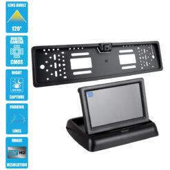 Alternative view of GloboStar® 86013 Πλαίσιο Πινακίδας Αυτοκινήτου με Ενσωματωμένη Αδιάβροχη Κάμερα Οπισθοπορείας 720p HD CMOS Signal 170° DC 12V και Πτυσσόμενη Οθόνη 4.3"