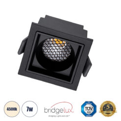 Alternative view of GLOBOSTAR® PLUTO-S 60268 Χωνευτό Downlight Σποτ με Honeycomb Anti Glare Reflector LED 7W 910lm 38° AC 220-240V IP20 Φυσικό Λευκό 4500K - Bridgelux COB Chip & TÜV SÜD Driver - Μαύρο Ματ - Μ6.4 x Π6.4 x Υ4.9cm / Q5.5 x 5.5cm - 5 Χρόνια Εγγύηση