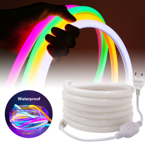GLOBOSTAR® NEOTUBE 70598 Ταινία Neon Flex LED 18W/m 900lm/m 360° DC 220-240V Αδιάβροχο IP65 60 x SMD5050 Chip/m Πολύχρωμο RGB Dimmable – Sanan SMD Chip – Μ100 x Π2.1 x Υ2.1cm – 3 Χρόνια Εγγύηση