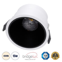 Alternative view of GLOBOSTAR® PLUTO-B 60258 Χωνευτό Downlight Σποτ με Honeycomb Anti Glare Reflector LED 15W 1950lm 38° AC 220-240V IP20 Φυσικό Λευκό 4500K - Bridgelux COB Chip & TÜV SÜD Driver - Λευκό & Μαύρο Ματ - Μ10.4 x Π10.4 x Υ6.5cm / Q9.5cm - 5 Χρόνια Εγγύηση