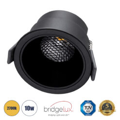Alternative view of GLOBOSTAR® PLUTO-M 60257 Χωνευτό Downlight Σποτ με Honeycomb Anti Glare Reflector LED 10W 1250lm 38° AC 220-240V IP20 Θερμό Λευκό 2700K - Bridgelux COB Chip & TÜV SÜD Driver - Μαύρο Ματ - Μ8.4 x Π8.4 x Υ5.9cm / Q7.5cm - 5 Χρόνια Εγγύηση