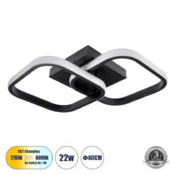 Alternative view of GLOBOSTAR® NORA 61061 Μοντέρνο Φωτιστικό Οροφής LED 22W 2640lm 300° AC 220-240V IP20 Ρυθμιζόμενο Λευκό CCT με On/Off 2700K/4500K/6000K - Lumileds SMD Chip - Μαύρο Ματ - Μ40 x Π24 x Υ7cm - 3 Χρόνια Εγγύηση
