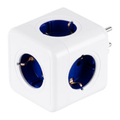 Alternative view of GLOBOSTAR® POWERCUBE 79629 Πολύπριζο 5 Θέσεων με 5 x EU Schuko Πρίζες Ασφαλείας Childproof AC 220-240V 3680W/16A Max Load IP20 - Λευκό & Μπλε - Μ7.5 x Π11.5 x Υ7.5cm