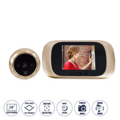 Alternative view of GloboStar® 86068 Επαναφορτιζόμενη Ψηφιακή Έξυπνη Camera Εξώπορτας 90° Μοιρών με Έγχρωμη Οθόνη 2.8" Inches - USB - Νυχτερινή Όραση με LED IR - Κουδούνι - Χρυσό