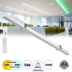 Alternative view of GLOBOSTAR® LUCA 61033 Μοντέρνο Φωτιστικό Οροφής LED 54W 6500lm 120° AC 220-240V IP20 Ρυθμιζόμενο Λευκό CCT με Χειριστήριο από 2700K έως 6000K Dimmable - Lumileds SMD Chip - Λευκό Ματ - Μ121.5 x Π5 x Υ4cm - 3 Χρόνια Εγγύηση