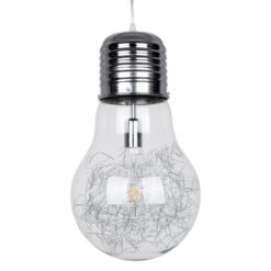 Alternative view of GLOBOSTAR® LAMP 01677 Μοντέρνο Κρεμαστό Φωτιστικό Οροφής με Ντουί 1 x E27 AC 220-240V IP20 - Ασημί & Διάφανο - Μ30 x Π30 x Υ52cm