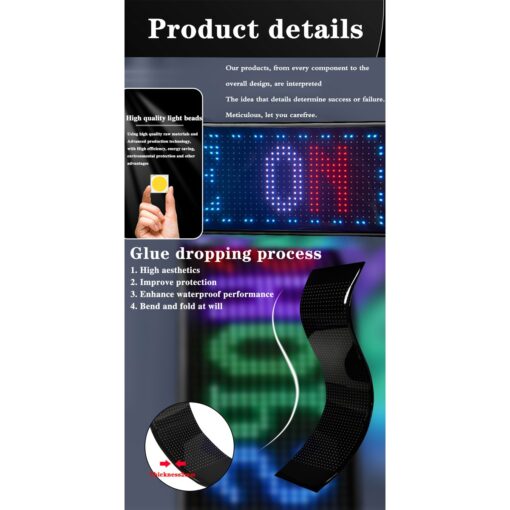 GLOBOSTAR® MATRIX GLB-106-0002 Εύκαμπτη Κυλιόμενη Ψηφιακή Επιγραφή 37.4×9.2cm P5 64×16 Pixel LED 10W DC 5V 2A με USB 2.0 Αδιάβροχο IP65 Πολύχρωμο RGB – Bluetooth Control μέσω iPIXEL APP – Μ37.4 x Π0.2 x Υ9.2cm – 2 Χρόνια Εγγύηση