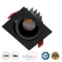 Alternative view of GLOBOSTAR® LEO-SQ 60292 Χωνευτό Κινούμενο Downlight Σποτ με Honeycomb Anti Glare Reflector LED 10W 1300lm 38° AC 220-240V IP20 Φυσικό Λευκό 4500K - Bridgelux COB Chip & TÜV SÜD Driver - Μαύρο Ματ - Μ8.5 x Π8.5 x Υ6.6cm / Q7.5 x 7.5cm - 5 Χρόνια Εγγύηση