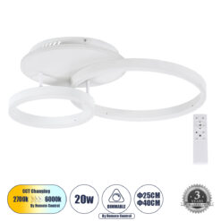 Alternative view of GLOBOSTAR® VENOM 61121 Μοντέρνο Φωτιστικό Οροφής LED 67W 8107lm 360° AC 220-240V IP20 Ρυθμιζόμενο Λευκό CCT με Χειριστήριο από 2700K έως 6000K Dimmable - Lumileds SMD Chip - Λευκό Ματ - Μ60 x Π40 x Υ12.5cm - 3 Χρόνια Εγγύηση