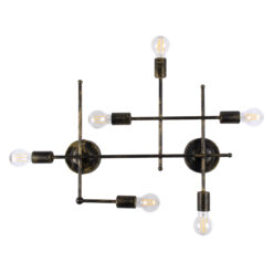 Alternative view of GLOBOSTAR® PIPING 00666 Vintage Φωτιστικό Τοίχου - Απλίκα με Ντουί 6 x E27 AC 220-240V IP20 - Μπρούτζινο - Μ66 x Π9.5 x Υ49cm