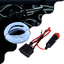 Alternative view of GloboStar® 82200 TUBE 360° Degree Διακοσμητική EL-Wire Neon Αυτοκινήτου Κορδόνι ΣΕΤ 3m 1W/3m 30lm/m 360° DC 12V με Βύσμα Αναπτήρα Αυτοκινήτου Αδιάβροχη IP68 Ψυχρό Λευκό 6000K