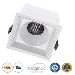Alternative view of GLOBOSTAR® PLUTO-B 60278 Χωνευτό Downlight Σποτ με Honeycomb Anti Glare Reflector LED 15W 1950lm 38° AC 220-240V IP20 Φυσικό Λευκό 4500K - Bridgelux COB Chip & TÜV SÜD Driver - Λευκό Ματ - Μ10.4 x Π10.4 x Υ6.5cm / Q9.5 x 9.5cm - 5 Χρόνια Εγγύηση