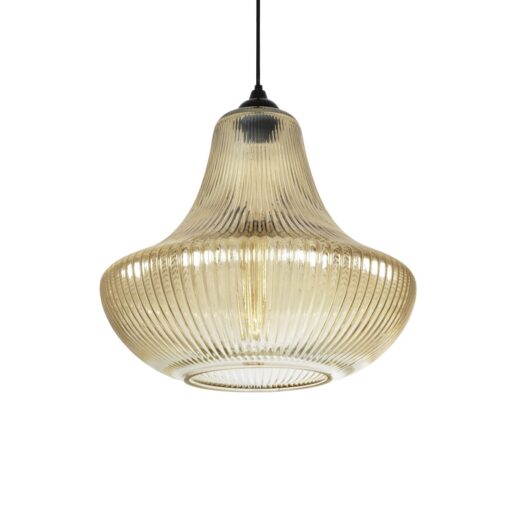 GLOBOSTAR® VERRE 206-0022 Μοντέρνο Κρεμαστό Φωτιστικό Οροφής με Ντουί 1 x E27 AC 220-240V IP20 – Mελί – Μ38 x Π38 x Υ34cm