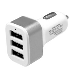 Alternative view of Globostar® 79501 Ασημί Φορτιστής Αυτοκινήτου DC 12-24V με 3 Εξόδους USB DC 5V Max 3.1A 20W και Καλώδιο USB σε Type-C