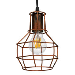 Alternative view of GLOBOSTAR® CAGE 00866 Vintage Κρεμαστό Φωτιστικό Οροφής με Ντουί 1 x E27 AC 220-240V IP20 - Χάλκινο - Μ15 x Π15 x Υ22cm
