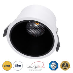 Alternative view of GLOBOSTAR® PLUTO-B 60259 Χωνευτό Downlight Σποτ με Honeycomb Anti Glare Reflector LED 15W 1875lm 38° AC 220-240V IP20 Θερμό Λευκό 2700K - Bridgelux COB Chip & TÜV SÜD Driver - Λευκό & Μαύρο Ματ - Μ10.4 x Π10.4 x Υ6.5cm / Q9.5cm - 5 Χρόνια Εγγύηση