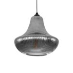 GLOBOSTAR® VERRE 206-0021 Μοντέρνο Κρεμαστό Φωτιστικό Οροφής με Ντουί 1 x E27 AC 220-240V IP20 – Μαύρο Φιμέ – Μ38 x Π38 x Υ34cm
