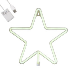 Alternative view of GloboStar® 78584 Φωτιστικό Ταμπέλα Φωτεινή Επιγραφή NEON LED Σήμανσης STAR 5W με Καλώδιο Τροφοδοσίας USB - Μπαταρίας 3xAAA (Δεν Περιλαμβάνονται) - Ψυχρό Λευκό 6000K