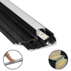 Alternative view of GLOBOSTAR® ALP-STEP-GRIP STAIR 70841-3M Επιφανειακό Προφίλ Αλουμινίου Ειδικό για Φωτισμό Σκαλοπατιού με Λευκό Γαλακτερό Πατητό Κάλυμμα για Ταινίες LED IP20 - Μαύρο & Λευκό - Μ300 x Π6 x Υ2.1cm