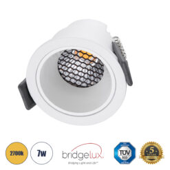 Alternative view of GLOBOSTAR® PLUTO-S 60249 Χωνευτό Downlight Σποτ με Honeycomb Anti Glare Reflector LED 7W 875lm 38° AC 220-240V IP20 Θερμό Λευκό 2700K - Bridgelux COB Chip & TÜV SÜD Driver - Λευκό Ματ - Μ6.4 x Π6.4 x Υ4.9cm / Q5.5cm - 5 Χρόνια Εγγύηση