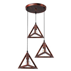 Alternative view of GLOBOSTAR® TRIANGLE 00618 Μοντέρνο Κρεμαστό Φωτιστικό Οροφής με Ντουί 3 x E27 AC 220-240V IP20 - Χάλκινο - Μ49 x Π49 x Y130cm