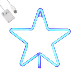 Alternative view of GloboStar® 78583 Φωτιστικό Ταμπέλα Φωτεινή Επιγραφή NEON LED Σήμανσης STAR 5W με Καλώδιο Τροφοδοσίας USB - Μπαταρίας 3xAAA (Δεν Περιλαμβάνονται) - Γαλάζιο