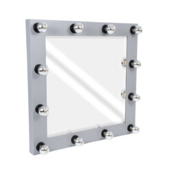 Alternative view of GloboStar® MAKEUP MIRROR-80x80-3 Μοντέρνος Καθρέπτης Μακιγιάζ με Πλαίσιο Φυσικού Ξύλου με Διακόπτη On/Off 12 x E27 AC220-240V - Μ80 x Π7 x Υ80cm - Γκρι Τσιμέντου