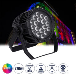 Alternative view of GloboStar® 51130 CENTAUR Επαγγελματική Κεφαλή PAR DMX512 270W AC 220V-240V 4in1 - SPOT 30° OSRAM LED Αδιάβροχη IP65 RGBW - Μαύρο - L22.6 x W22 x H32cm