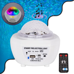Alternative view of GloboStar® 79604 Λευκό Επιτραπέζιο Διακοσμητικό Φωτιστικό Ειδικών Εφε NIGHT SKY GALAXY 3D LED 10W DC 5V 2200mAh Επαναφορτιζόμενο με Bluetooth Speaker - Sound Activated - Καλώδιο Τροφοδοσίας USB και Ασύρματο Χειριστήριο RF 2.4Ghz Πολύχρωμo RGB Dimmable