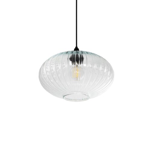 GLOBOSTAR® PERA 206-0009 Μοντέρνο Κρεμαστό Φωτιστικό Οροφής με Ντουί 1 x E27 AC 220-240V IP20 – Διάφανο – Μ30 x Π30 x Υ22cm