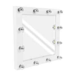 Alternative view of GloboStar® MAKEUP MIRROR-80x80-4 Μοντέρνος Καθρέπτης Μακιγιάζ με Πλαίσιο Φυσικού Ξύλου με Διακόπτη On/Off 12 x E27 AC220-240V - Μ80 x Π7 x Υ80cm - Λευκή Λάκα