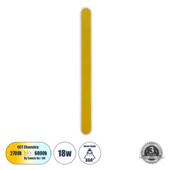 Alternative view of GLOBOSTAR® HOUSTON 61348 Μοντέρνο Φωτιστικό Τοίχου - Απλίκα LED 18W 2160lm 360° AC 220-240V IP20 Ρυθμιζόμενο Λευκό CCT με On/Off 2700K/4500K/6000K - Lumileds SMD Chip - Χρυσό Βούρτσας - Μ6 x Π3 x Υ60cm - 3 Χρόνια Εγγύηση