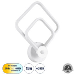 Alternative view of GLOBOSTAR® ANNA 61086 Μοντέρνο Φωτιστικό Τοίχου - Απλίκα LED 15W 1800lm 300° AC 220-240V IP20 Ρυθμιζόμενο Λευκό CCT με On/Off 2700K/4500K/6000K - Lumileds SMD Chip - Λευκό Ματ - Μ25 x Π8 x Υ30cm - 3 Χρόνια Εγγύηση