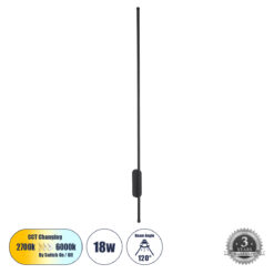 Alternative view of GLOBOSTAR® HARLEM 61335 Μοντέρνο Φωτιστικό Τοίχου - Απλίκα LED 18W 2160lm 120° AC 220-240V IP20 Ρυθμιζόμενο Λευκό CCT με On/Off 2700K/4500K/6000K - Lumileds SMD Chip - Μαύρο Ματ - Μ5 x Π4 x Υ120cm - 3 Χρόνια Εγγύηση