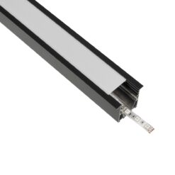 Alternative view of GLOBOSTAR® ALP-LINEAR RECESSA 61786-3M Χωνευτό Προφίλ Αλουμινίου με Λευκό Γαλακτερό Πατητό Κάλυμμα για Ταινίες LED IP20 - Μαύρο Ματ - Μ300 x Π3.5 x Υ4cm