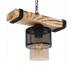 Alternative view of GLOBOSTAR® GLORA 201-0007 Vintage Κρεμαστό Φωτιστικό Οροφής με Ντουί 1 x E27 AC 220-240V IP20 - Μπεζ & Μαύρο - Μ29 x Π12 x Υ21cm