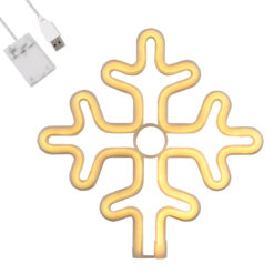 Alternative view of GloboStar® 78582 Φωτιστικό Ταμπέλα Φωτεινή Επιγραφή NEON LED Σήμανσης SNOWFLAKE 5W με Καλώδιο Τροφοδοσίας USB - Μπαταρίας 3xAAA (Δεν Περιλαμβάνονται) - Θερμό Λευκό 2700K