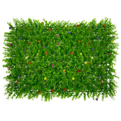 Alternative view of GLOBOSTAR® BUXUS 78408 Τεχνητό Πάνελ Φυλλωσιάς / Κάθετος Κήπος Καυκάσιο Πυξάρι & Πολύχρωμα Λουλούδια - Πράσινο - Μ60 x Π8 x Υ40cm