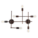 GloboStar® PIPING 00665 Vintage Επιτοίχιο Φωτιστικό Πολύφωτο 6 x E27 IP20 Χάλκινο Μέταλλο – Μ66 x Π9.5 x Υ49cm